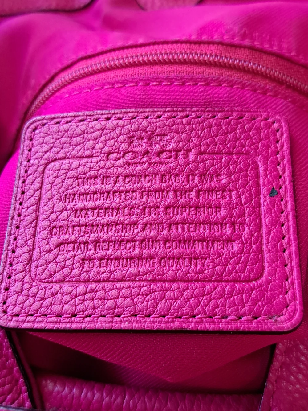 Coach Pebbled Leather Shoulder Bag in Fuchsia Pink